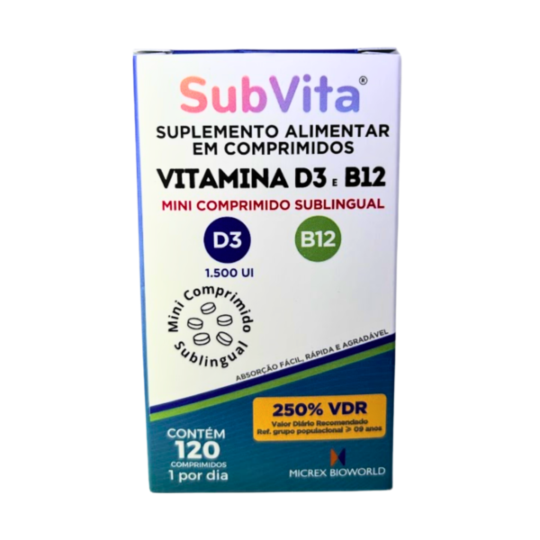 Subvita Vitamina D3 e B12 - 120 mini comprimidos - Image 2