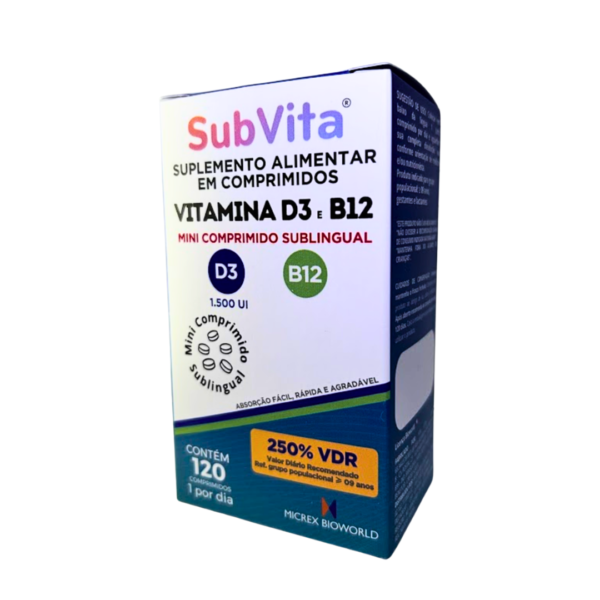 Subvita Vitamina D3 e B12 - 120 mini comprimidos